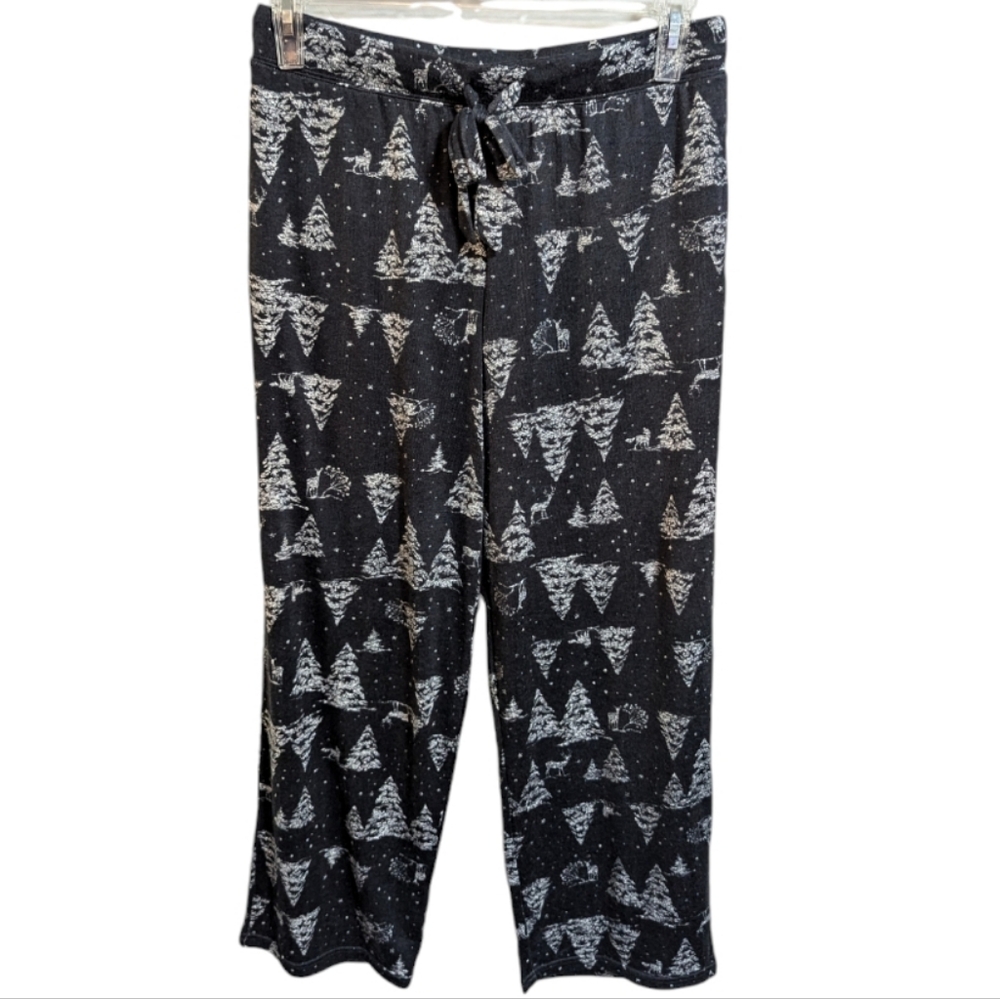 Joyspun women's black hacci Pajama Pants trees size Small w- 171 - Picture 2 of 5
